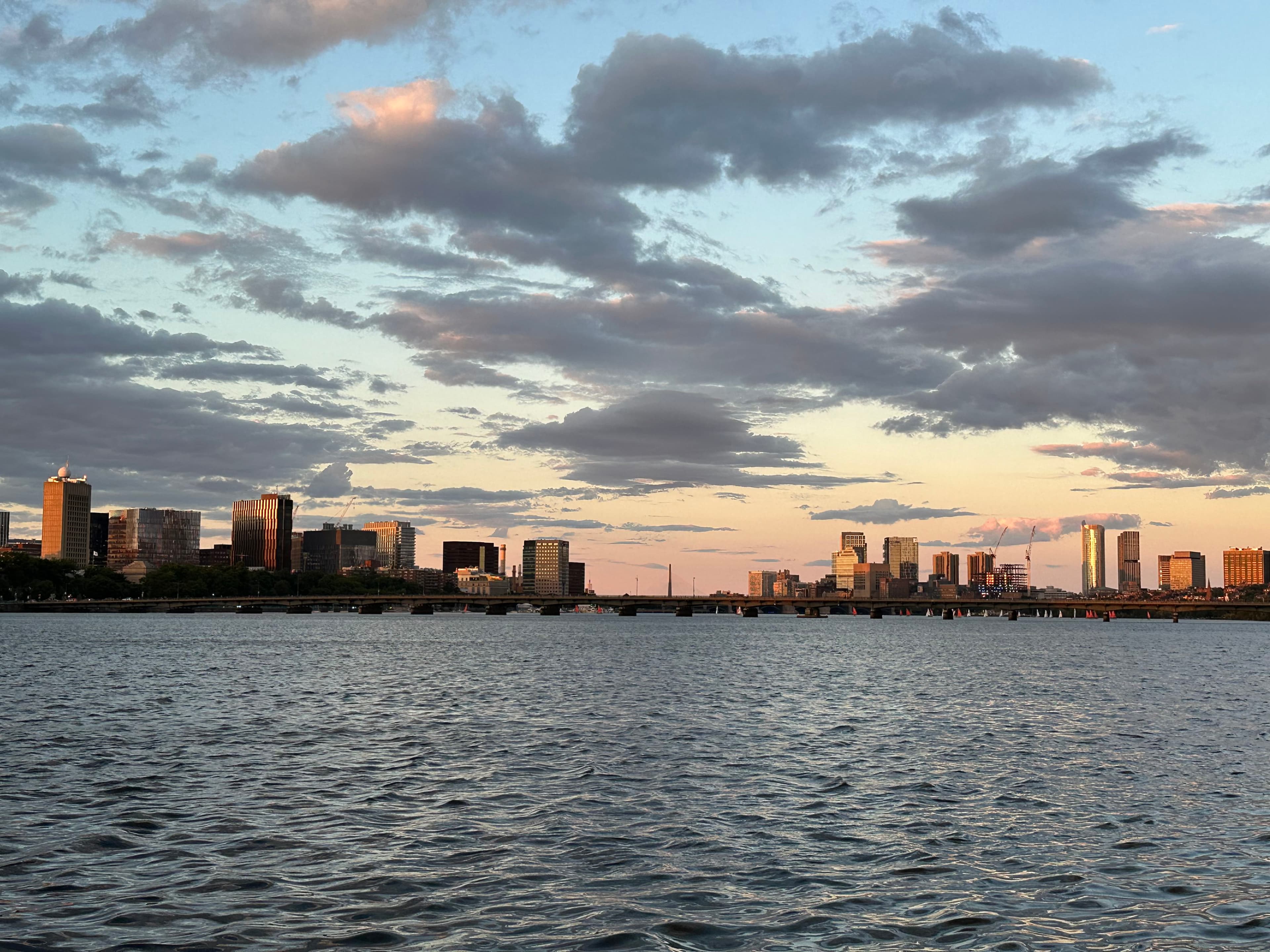 picture of the boston skyline from the charles river